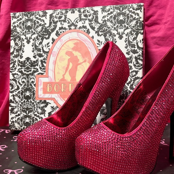 Bordello Shoes - Bordello Fuchsia Sparkle Heels